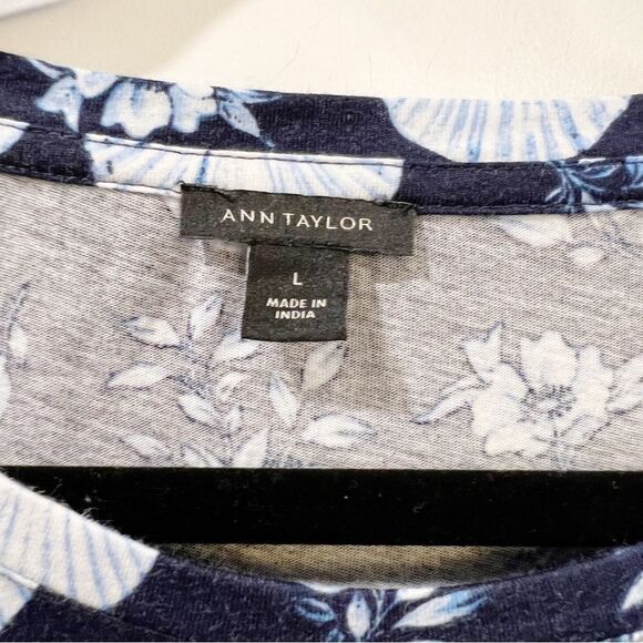 Ann Taylor Shell Tile Bobble Petal Sleeve Pima Cotton Tee Sz L - Picture 9 of 9